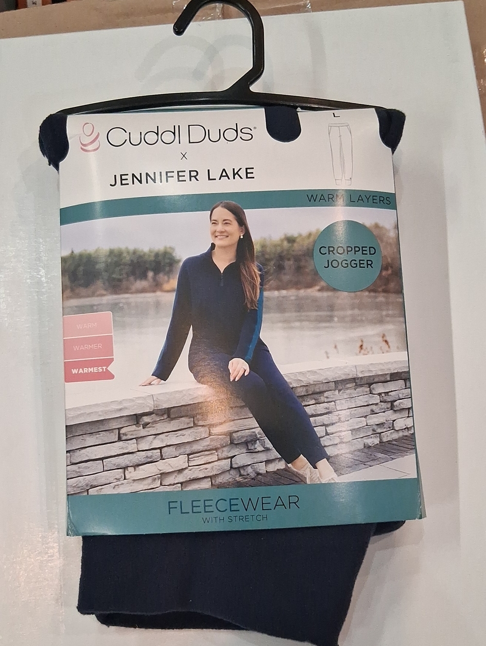 Cuddl Duds × Jennifer Lake Navy Cropped Fleece Jogge L